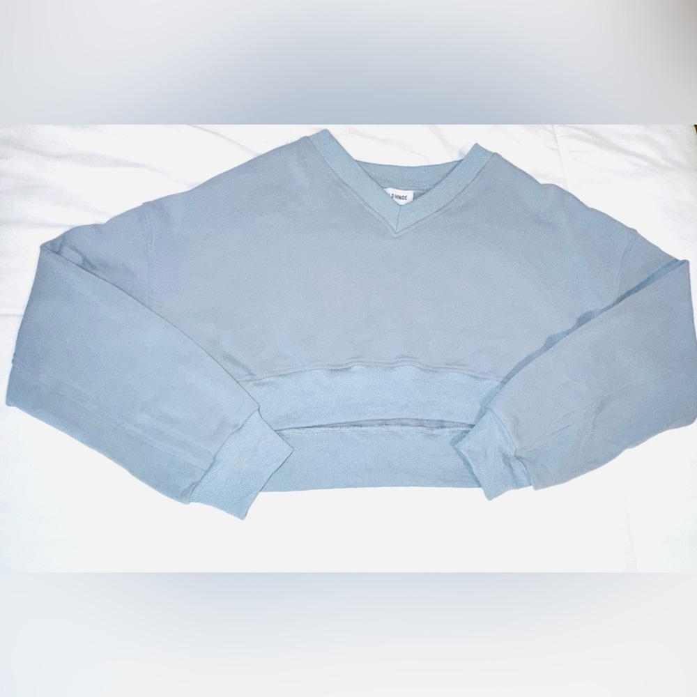 Gold Hinge Long Sleeve Cropped V-Neck Sweatshirt